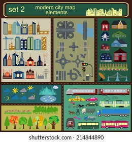 Modern city map elements for generating your own infographics, maps. Vector illustration