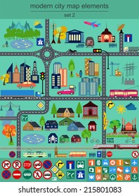 Modern City Map Elements For Generating Your Own Infographics, Maps. Vector Illustration