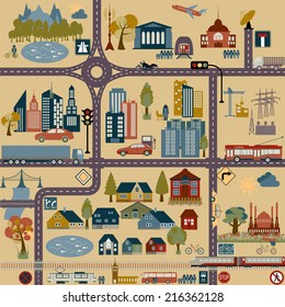 Modern city map elements for generating your own infographics, maps. Vector illustration