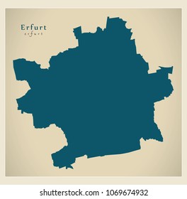 Modern City Map - Erfurt city of Germany DE