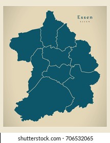 Modern City Map - Essen city of Germany with boroughs DE