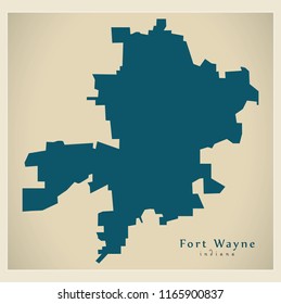 Modern City Map - Fort Wayne Indiana city of the USA