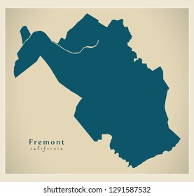 Modern City Map - Fremont California city of the USA