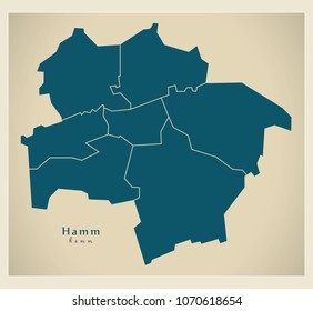 Modern City Map - Hamm city of Germany with boroughs DE