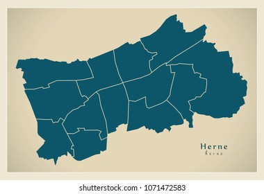 Modern City Map - Herne city of Germany with boroughs DE