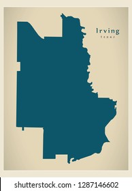 Modern City Map - Irving Texas city of the USA