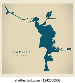 Modern City Map - Laredo Texas city of the USA