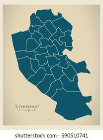 Modern City Map - Liverpool with boroughs illustration