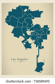 Modern City Map - Los Angeles city of the USA with boroughs