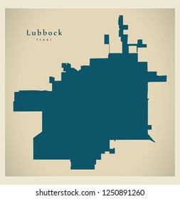 Modern City Map - Lubbock Texas City Of The USA