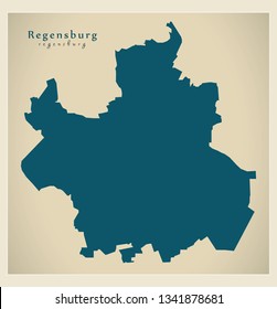 Modern City Map - Regensburg city of Germany DE