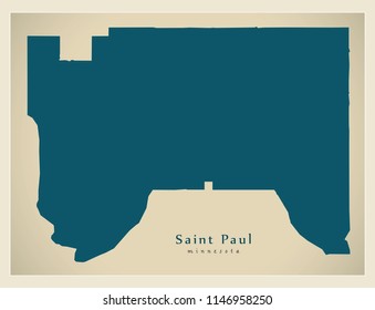 Modern City Map - Saint Paul Minnesota city of the USA