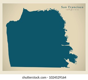 Modern City Map - San Francisco city of the USA