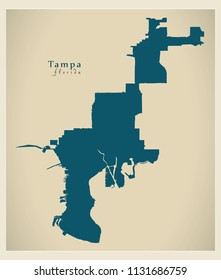 Modern City Map - Tampa Florida city of the USA