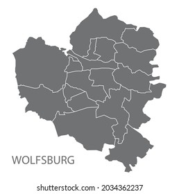 Moderne Stadtplan - Wolfsburg Stadt Deutschland mit Bezirken DE