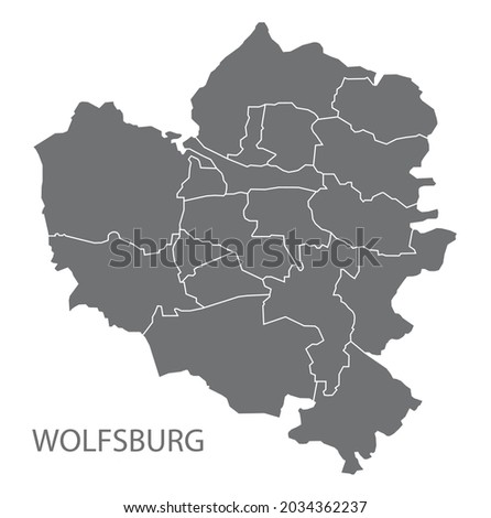 Modern City Map - Wolfsburg city of Germany with districts DE