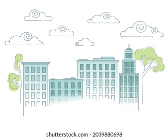 Modern City Megalopolis View Skyscraper Cityscape Vector Illustration