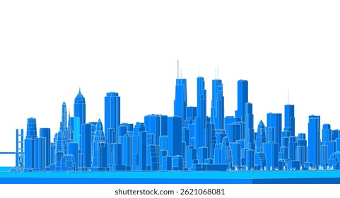 modern city metropolis 3d illustration