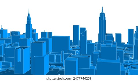 modern city metropolis 3D rendering