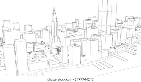 modern city metropolis 3D rendering