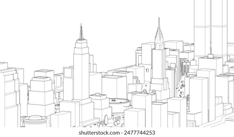 modern city metropolis 3D rendering