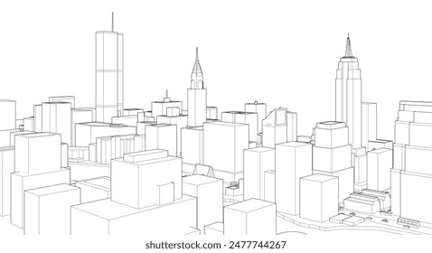 modern city metropolis 3D rendering