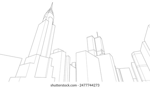 modern city metropolis 3D rendering