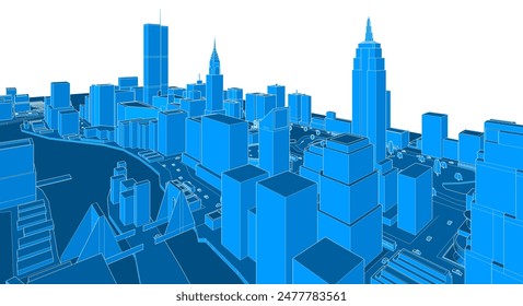 modern city metropolis 3D rendering