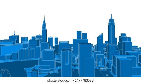 modern city metropolis 3D rendering