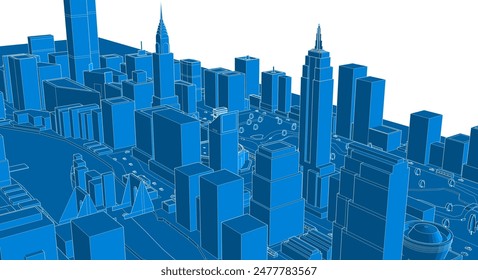 modern city metropolis 3D rendering