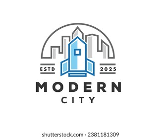 modern city metropolis progress logo icon symbol design template illustration inspiration