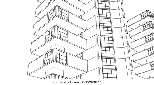 modern city modular building 3d illustration