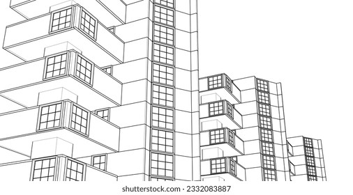 modern city modular building 3d illustration