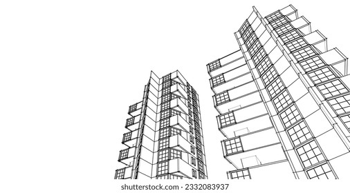 construcción modular moderna de ciudad, ilustración 3d