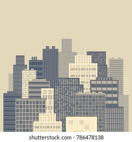 Modern City Monochrome Flat Design Illustration