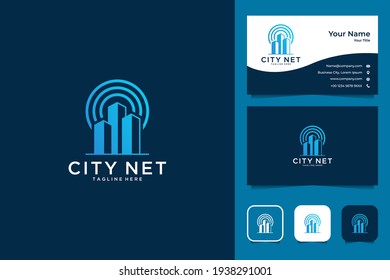 diseño de logotipo de red urbana moderna y tarjeta de visita
