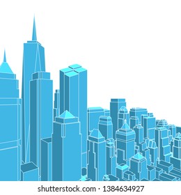 modern city panorama 3d illustration