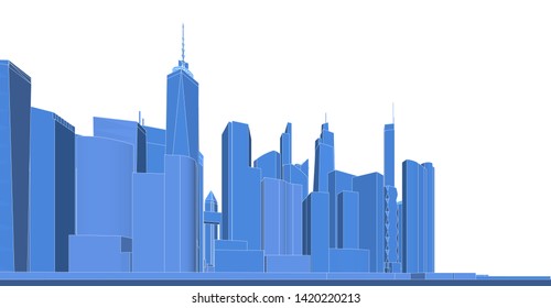 modern city panorama 3d illustration