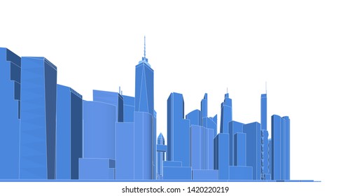 modern city panorama 3d illustration