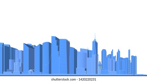 modern city panorama 3d illustration