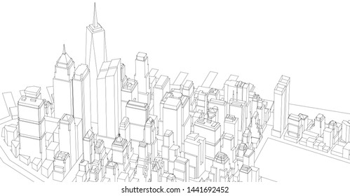 modern city panorama 3d illustration