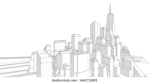 modern city panorama 3d illustration