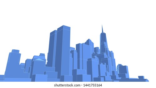 modern city panorama 3d illustration
