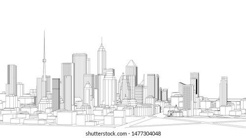 
modern city panorama 3d illustration