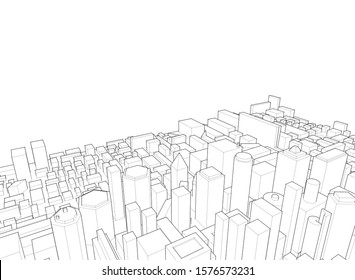 modern city panorama 3d illustration