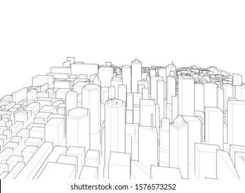 Modern City Panorama 3d Illustration Stock Vector (Royalty Free ...