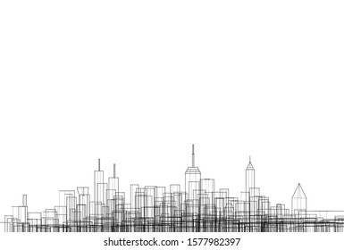 modern city panorama 3d illustration