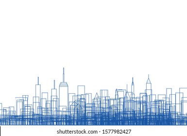 modern city panorama 3d illustration