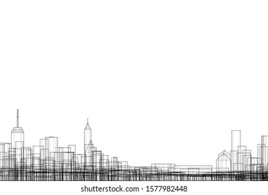 modern city panorama 3d illustration
