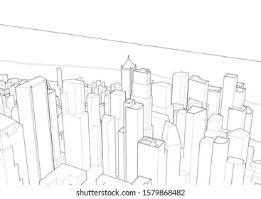 modern city panorama 3d illustration